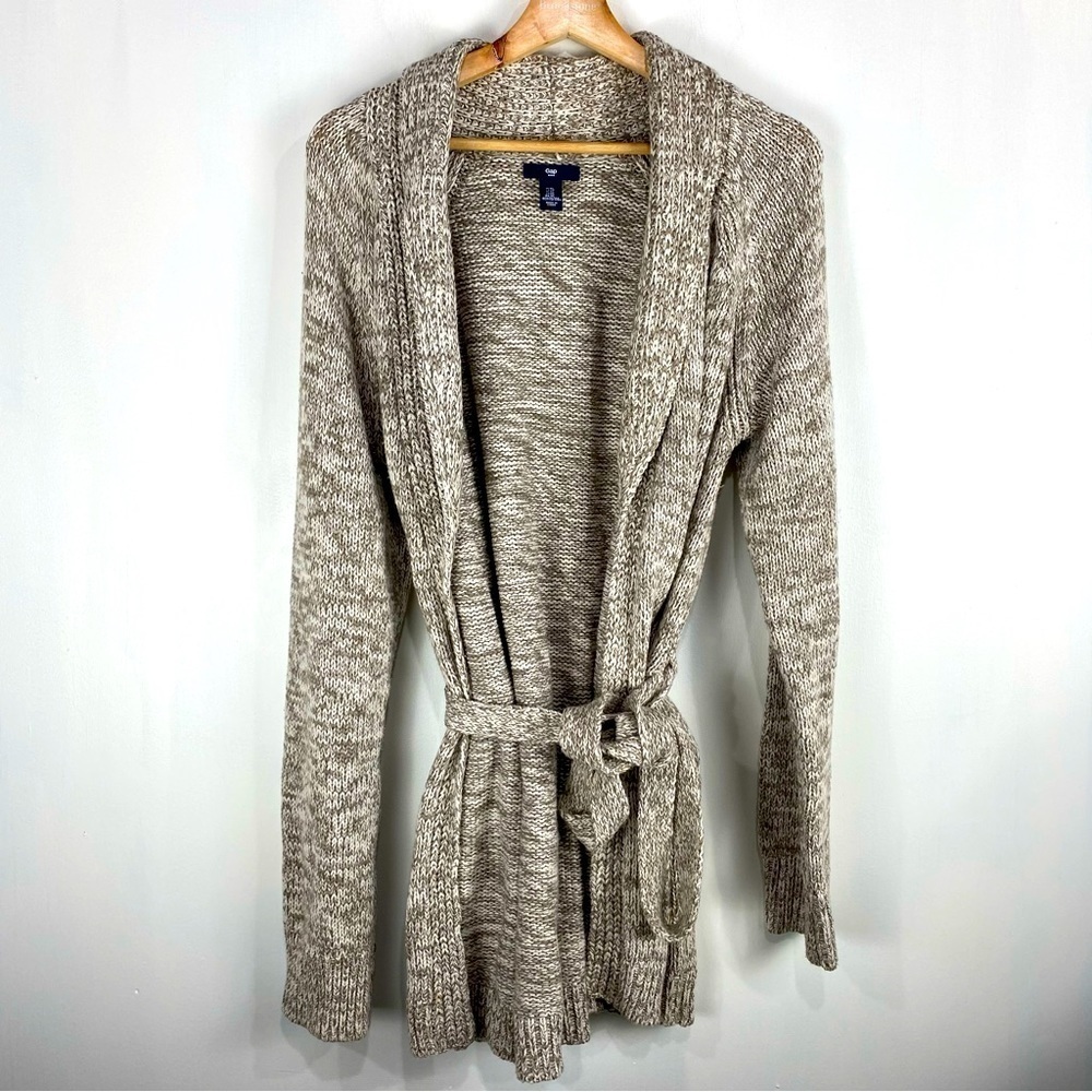 Gap Knit Belted Tie Front Robe Longline Cardigan Sweater Loungewear Cozy Size XL